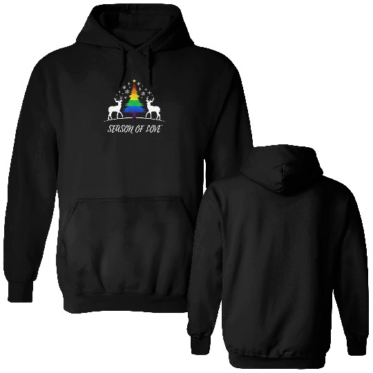 Gay Christmas Tree Gay Couple Season Of Love Double Sided Hoodies