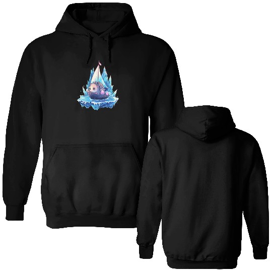 Ice Sailing Hedgehog Ice Sailor Ice Boating Double Sided Hoodies