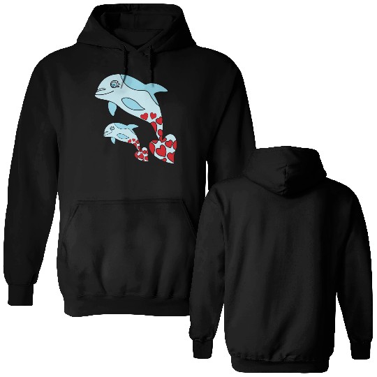 The Endearing Dance of Dolphin Mom and Kid Double Sided Hoodies