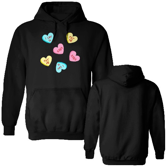 Sweet Candy Hearts Valentines Day Double Sided Hoodies