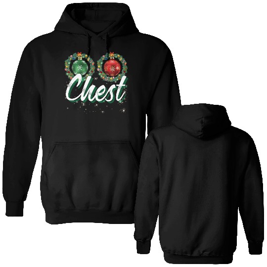 Chest Nuts Christmas Couple Funny Matching Double Sided Hoodies