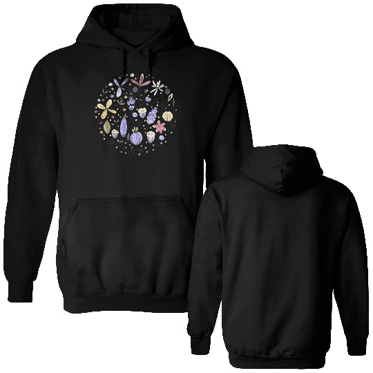 White Natural Flower Double Sided Hoodies