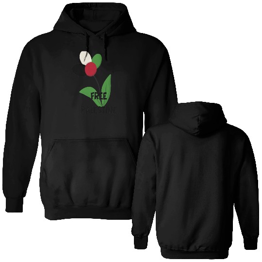 Free Palestine,Flag-colored rose ,watermelon color Double Sided Hoodies