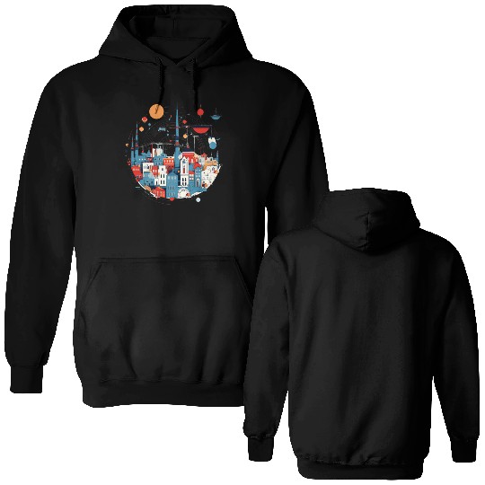 Abstract city Double Sided Hoodies