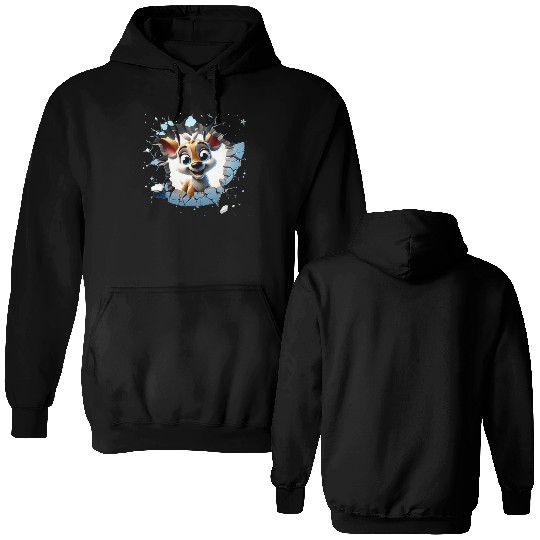 3D Peeking Santas Reindeer Double Sided Hoodies
