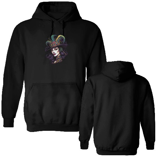 Mardi Gras Women Mardi Gras Parade Beads Jester Double Sided Hoodies