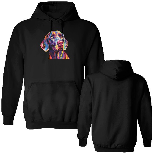 Watercolor Colorful Weimaraner Double Sided Hoodies