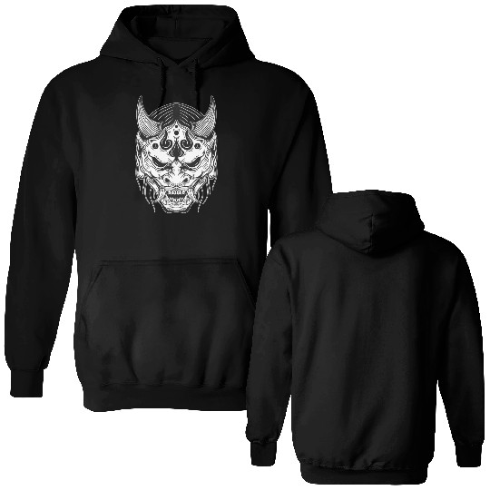 Japanese Devil Skull Mask Art Double Sided Hoodies