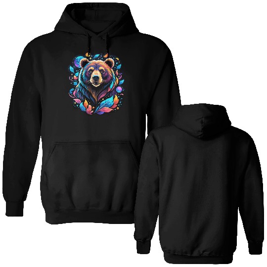 Mystical Galaxy Bear - Celestial Wilderness Art Double Sided Hoodies