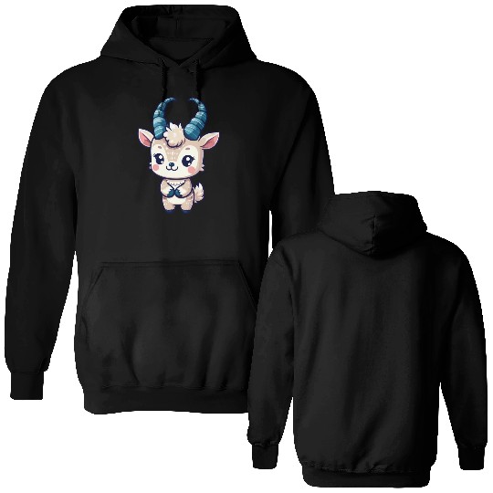 Playful Goat Cartoon Double Sided Hoodies