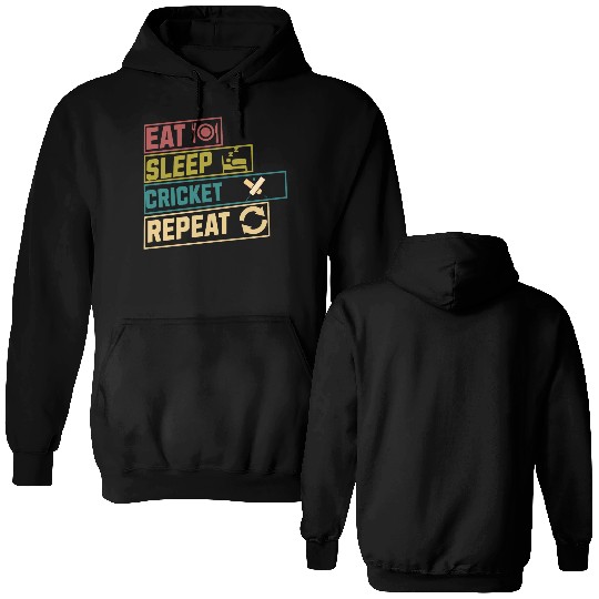 Eat sleep cricket repeat hobby Double Sided Hoodies
