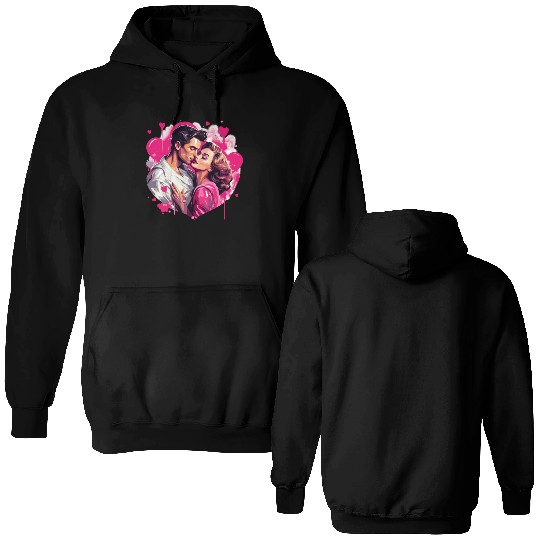 Valentine's Day, Hollywood Lovers Vintage Poster Double Sided Hoodies