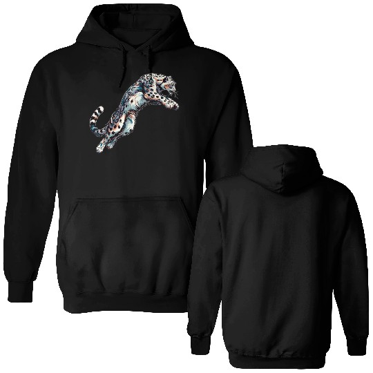 Snow Leopard Leopard White Leopard Double Sided Hoodies