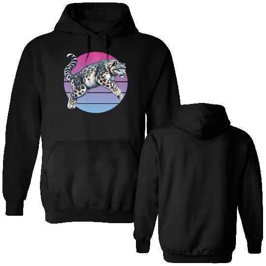 Snow Leopard Leopard White Leopard Double Sided Hoodies