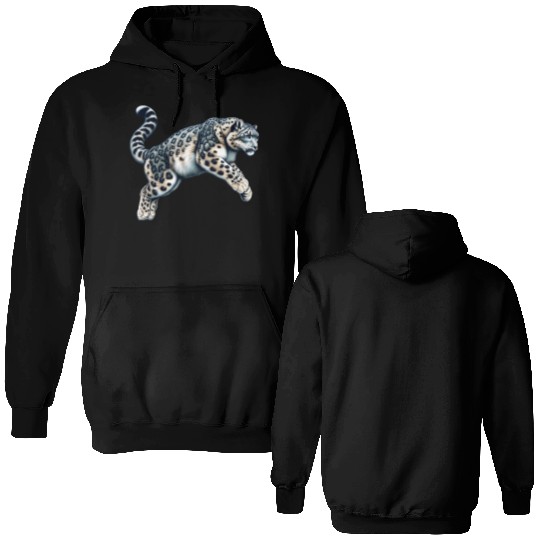 Snow Leopard Leopard White Leopard Double Sided Hoodies