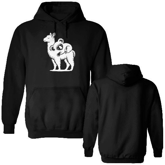 Funny Llama With A Chilling Koala On Its Back Double Sided Hoodies