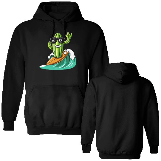 Surfing Cactus with Sunglasses Unique Funny Double Sided Hoodies