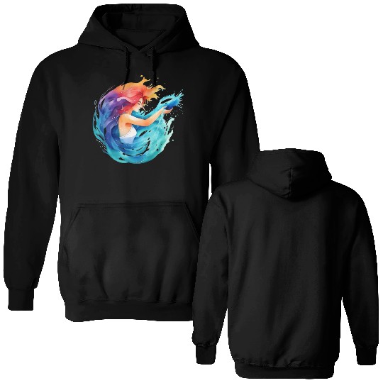 Color splash zodiac: Aquarius Double Sided Hoodies