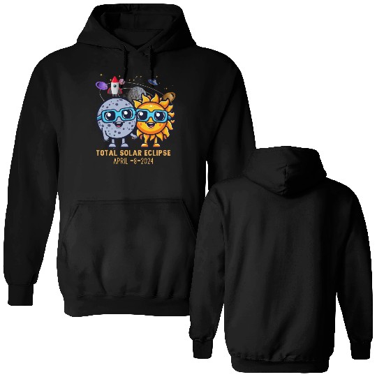 Total solar eclipse 4-8-2024: Sun and Moon love Double Sided Hoodies