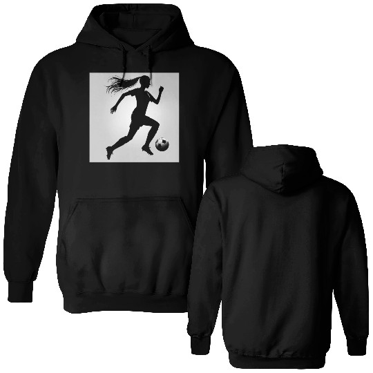 Soccer player running with ball Double Sided Hoodies