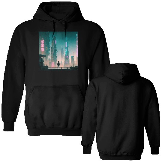Cyberpunk Cityscape Double Sided Hoodies