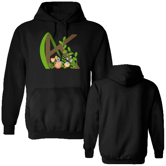 Capital letter K monogram and wildflowers Double Sided Hoodies