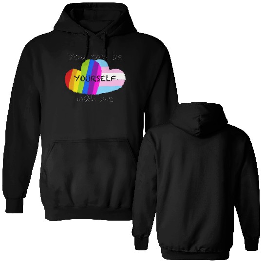 Pride hearts - You can be yourself with me Double Sided Hoodies