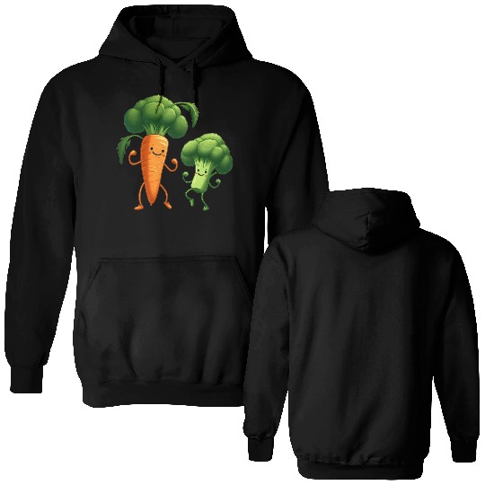 Carrot Dancing with Broccoli Double Sided Hoodies