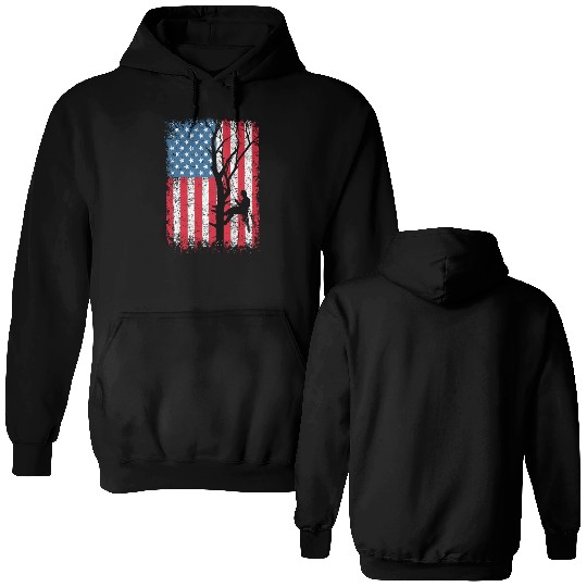 American Flag Arborist Gift For Men Cool Tree Love Double Sided Hoodies