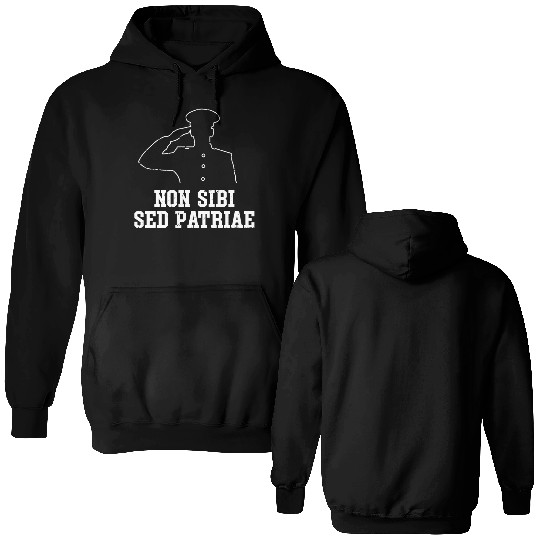 Navy motto Double Sided Hoodies