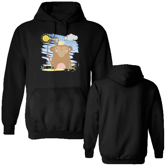 Kawaii Monkey King Using Crown Adorable Cartoon Double Sided Hoodies
