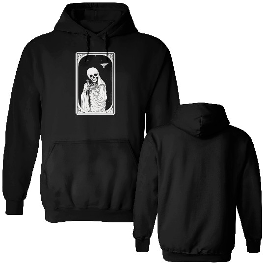 Skeleton Tarot Card Reader Astrology Occult Double Sided Hoodies