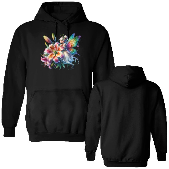 Tiger Lily Fairy Floral Fantasy Watercolor Double Sided Hoodies
