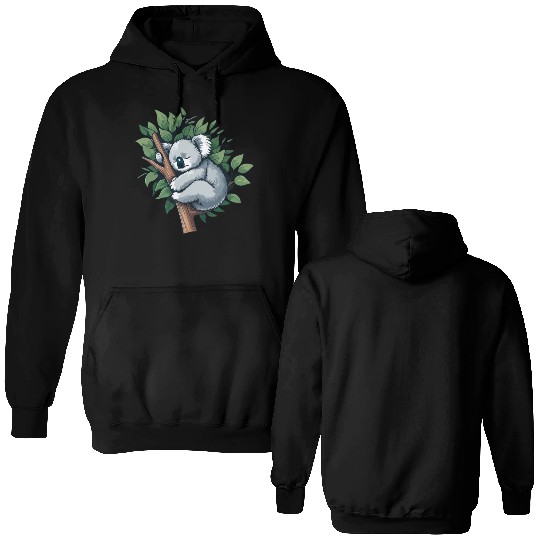 Slumbering Koala: Peaceful Tree Hugger Double Sided Hoodies
