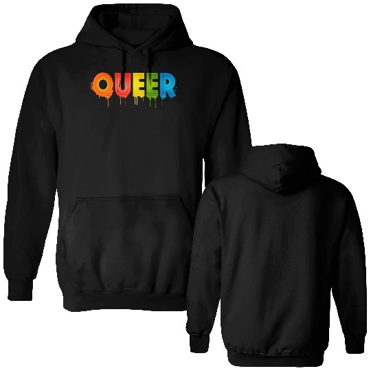 Queer Typo for Pride Month Equal Rights LGBTQ Double Sided Hoodies