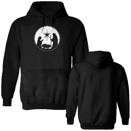 Nativity Scene Silhouette Christmas Market Vendor Double Sided Hoodies