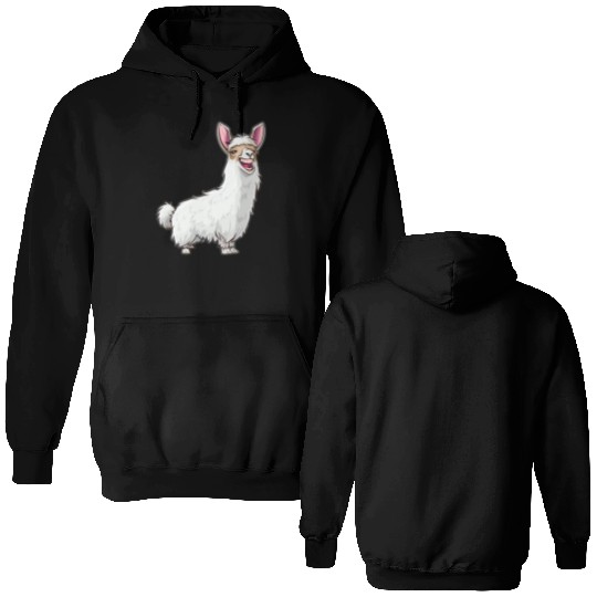 Smiling Llama With Bunny Ears Double Sided Hoodies
