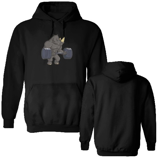 Rhinoceros Powerlifting Weightlifting Gym Rhino Lo Double Sided Hoodies