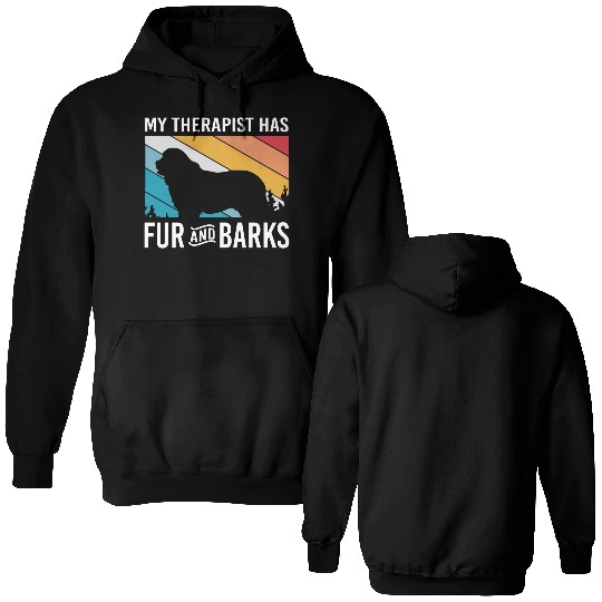 My Therapist Has Fur And Barks Retro Therapy Dog Double Sided Hoodies