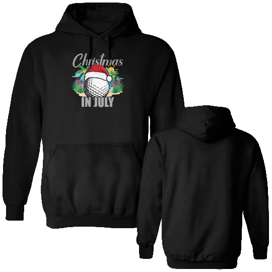 Christmas in July Golf Santa Hat Funny Summer Double Sided Hoodies