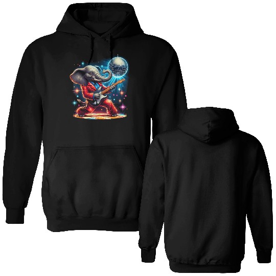 Disco Ball Guitar Elephant Double Sided Hoodies
