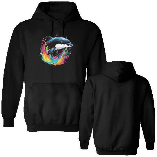 Dolphin In Ocean splash Double Sided Hoodies