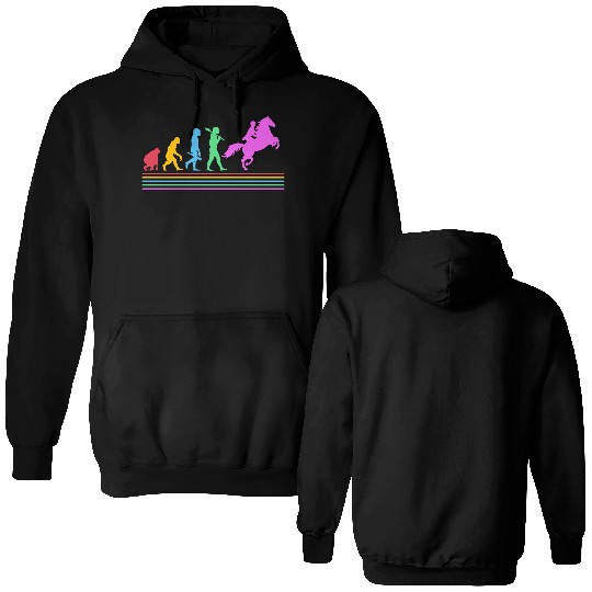 Retro Equestrian Riding Horse Racing Evolution Double Sided Hoodies