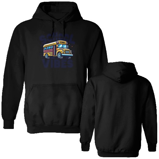 School Vibes Vector Illustration for school bus Double Sided Hoodies
