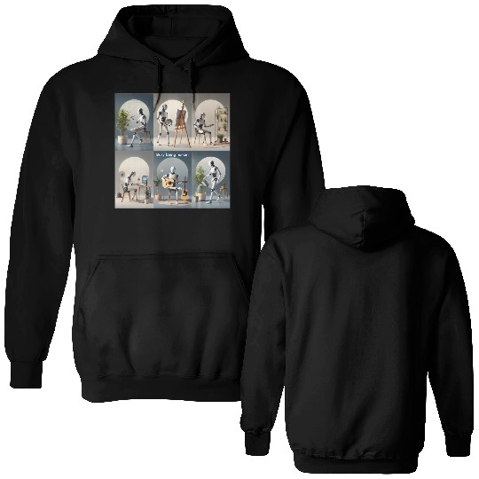 Robot Busy Being Human Double Sided Hoodies