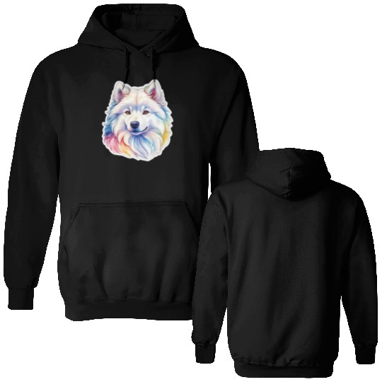 Samoyed Dog Watercolor Double Sided Hoodies