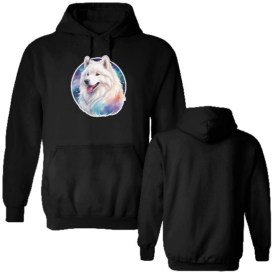 Samoyed Dog Watercolor Double Sided Hoodies