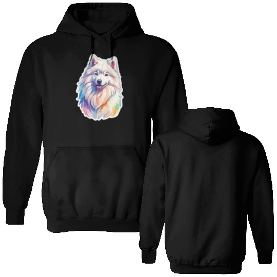 Samoyed Dog Watercolor Double Sided Hoodies