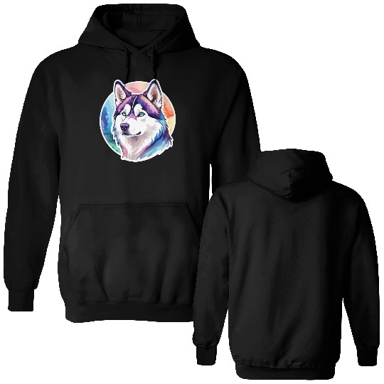 Siberian Husky Watercolor Double Sided Hoodies