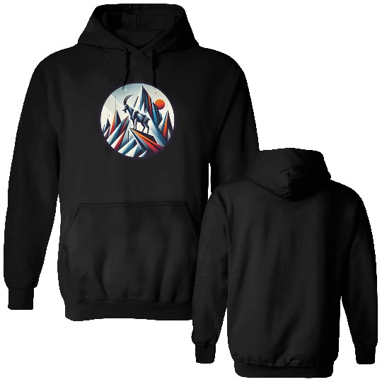 Abstract mountain goat Double Sided Hoodies
